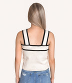 Contrast Sweater Tank Top - Taupe/Black