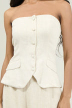 Candida Strapless Button Up Top - Natural