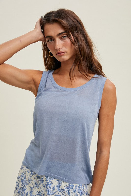 Lightweight Sweater Tank Top - M. Blue