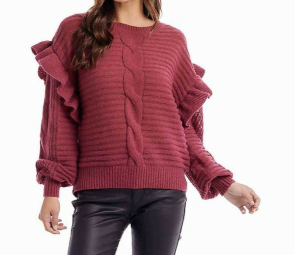 Raspberry Willow Ruffle Sweater