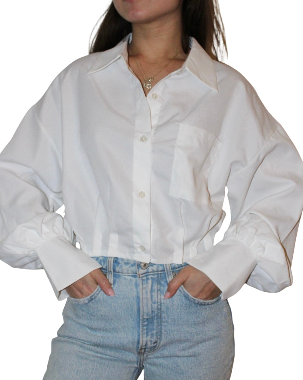 Cropped Button Up Blouse