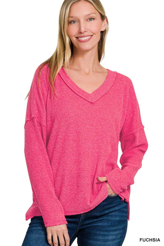 Pink V Neck Sweater