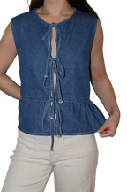 Denim Bow Peplum Top