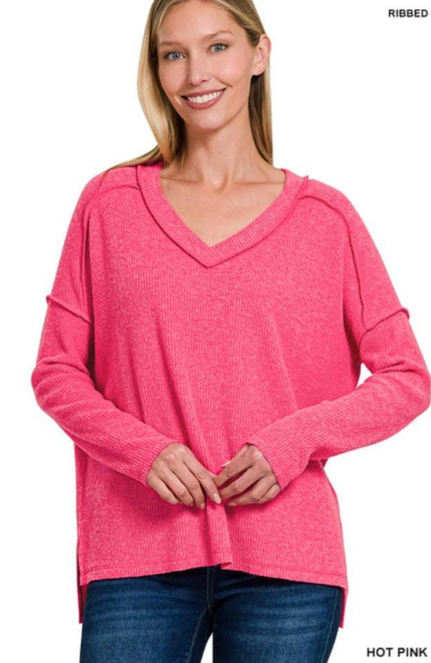 Pink V Neck Sweater