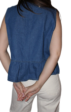 Denim Bow Peplum Top