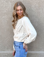 Cable Sweater Front Top - Oatmeal