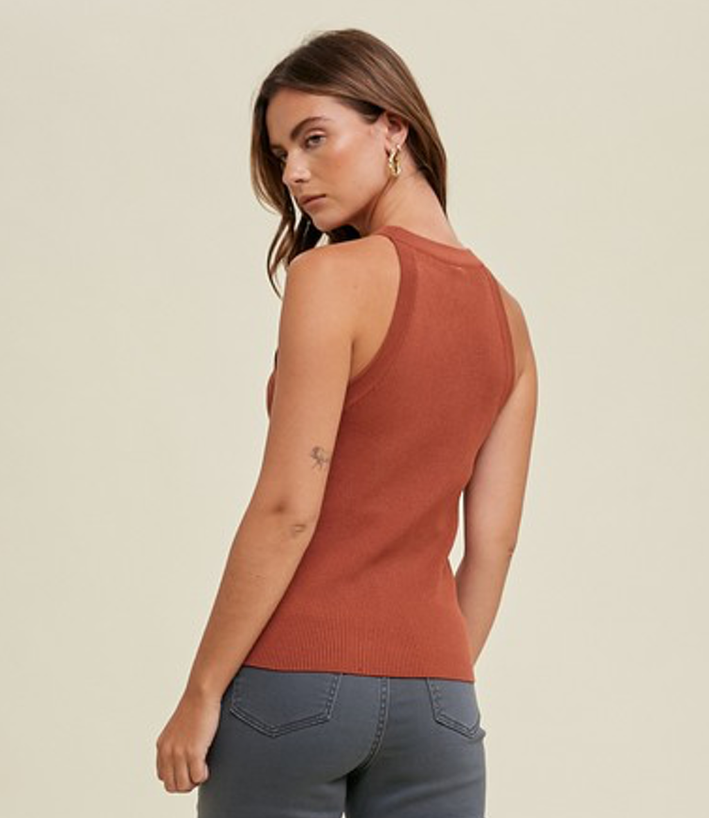 High Neck Sweater Tank - Cinnamon