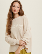Vacay Handstitched Sweater - Natural